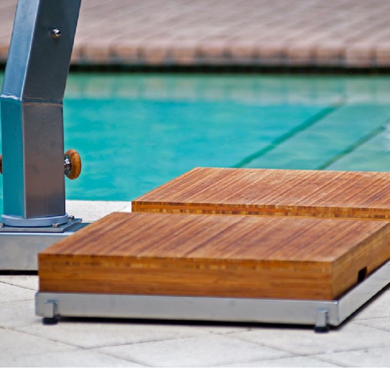 base en bois avec dalles pour parasol déporté