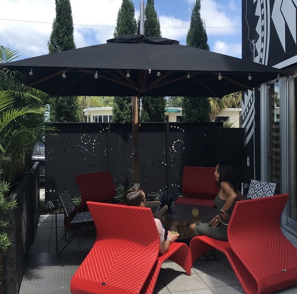 black canonpy on a cantilever parasol